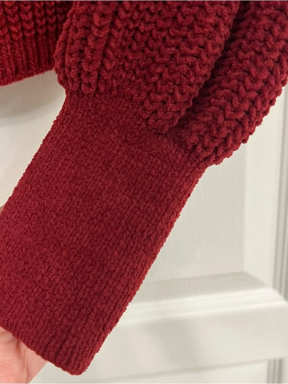 Hazel Moon Red Cropped Turtleneck Chunky Knit Sweater
